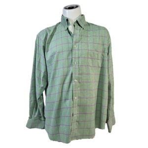 Land's End Plaid Collared Button Up Dress Shirt
